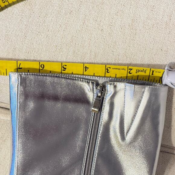 Metallic Silver Stiletto High Heel Knee High Boots Womens Sz 7M NWOT Club Glam - Picture 11 of 11